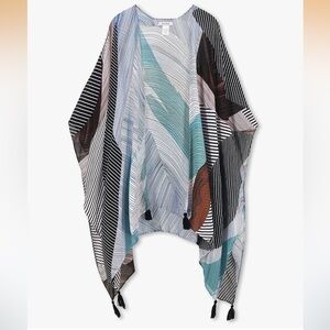 Moss Rose Striped Multicolor Women's kimono top or cover up one size